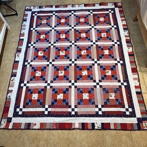 Handmade Americana Patchwork Quilt Full Size 72 x 85 Cotton Lightweight